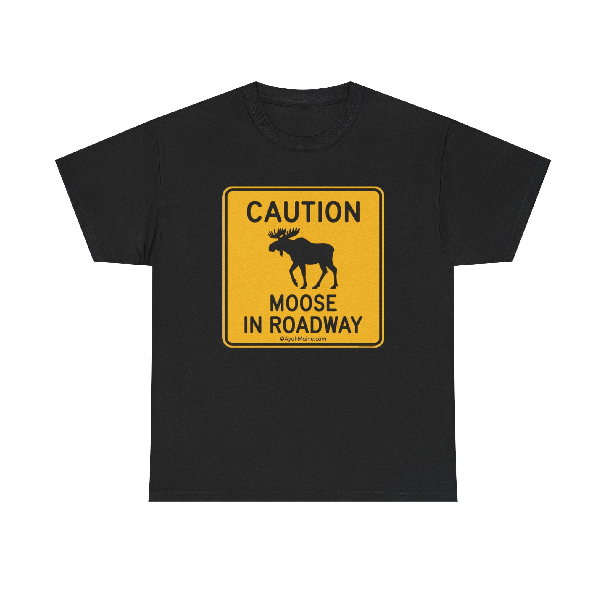 Maine Moose Road Sign Cotton Tee