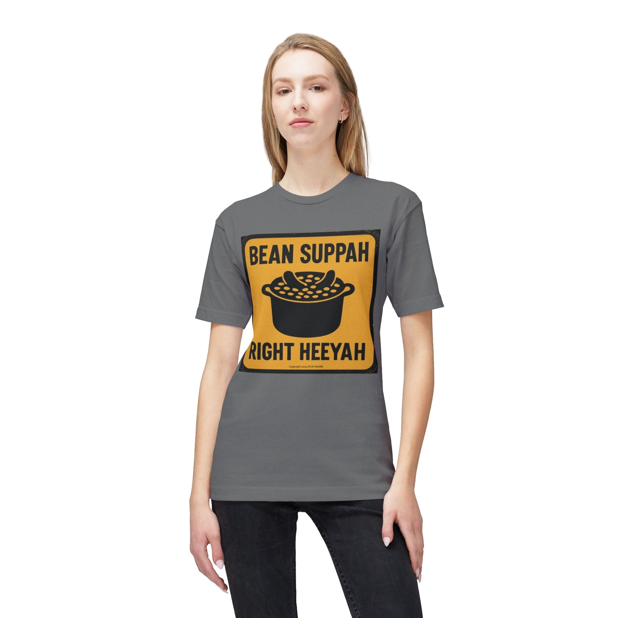 Wicked fun Maine BEAN SUPPAH Road Sign T-Shirt