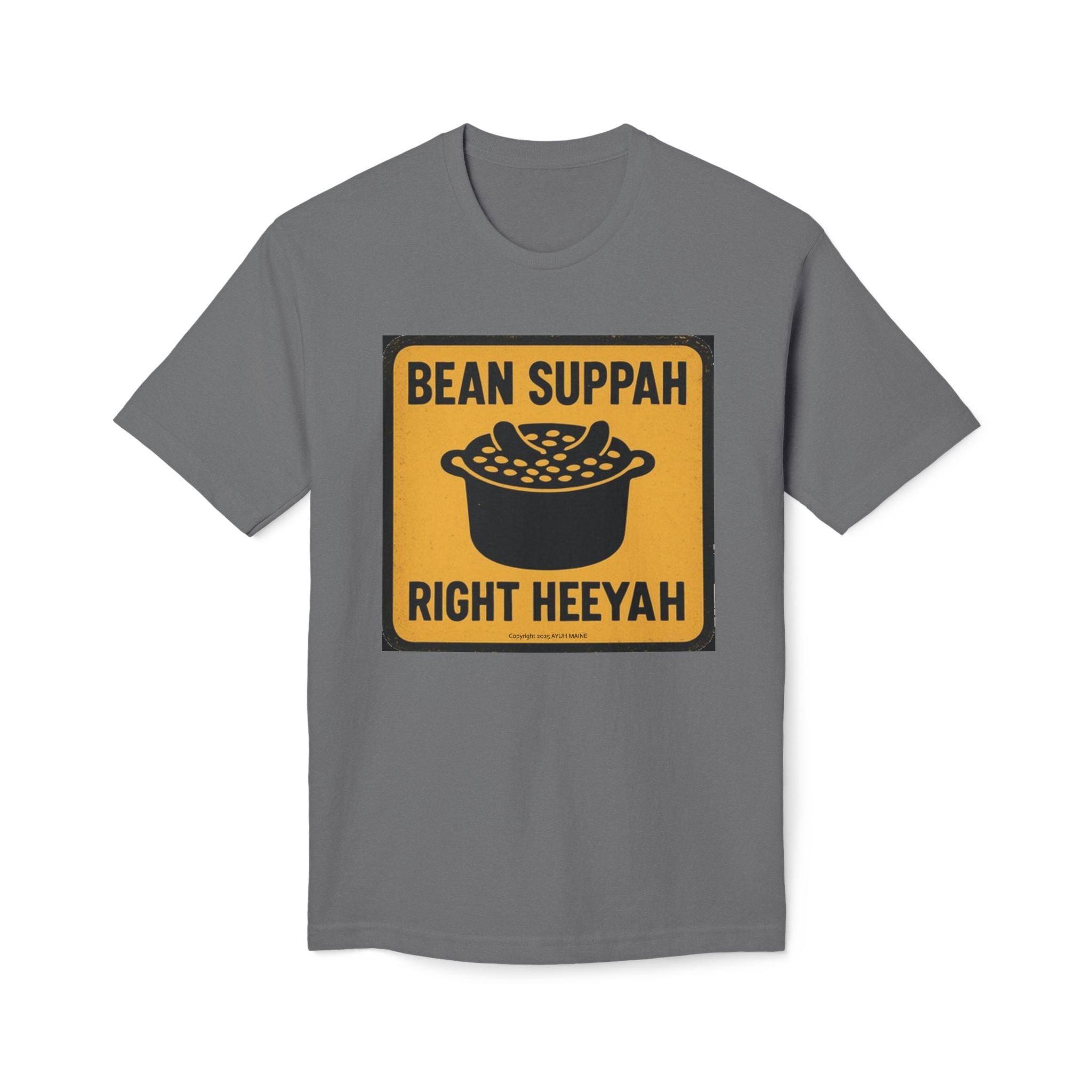 Wicked fun Maine BEAN SUPPAH Road Sign T-Shirt