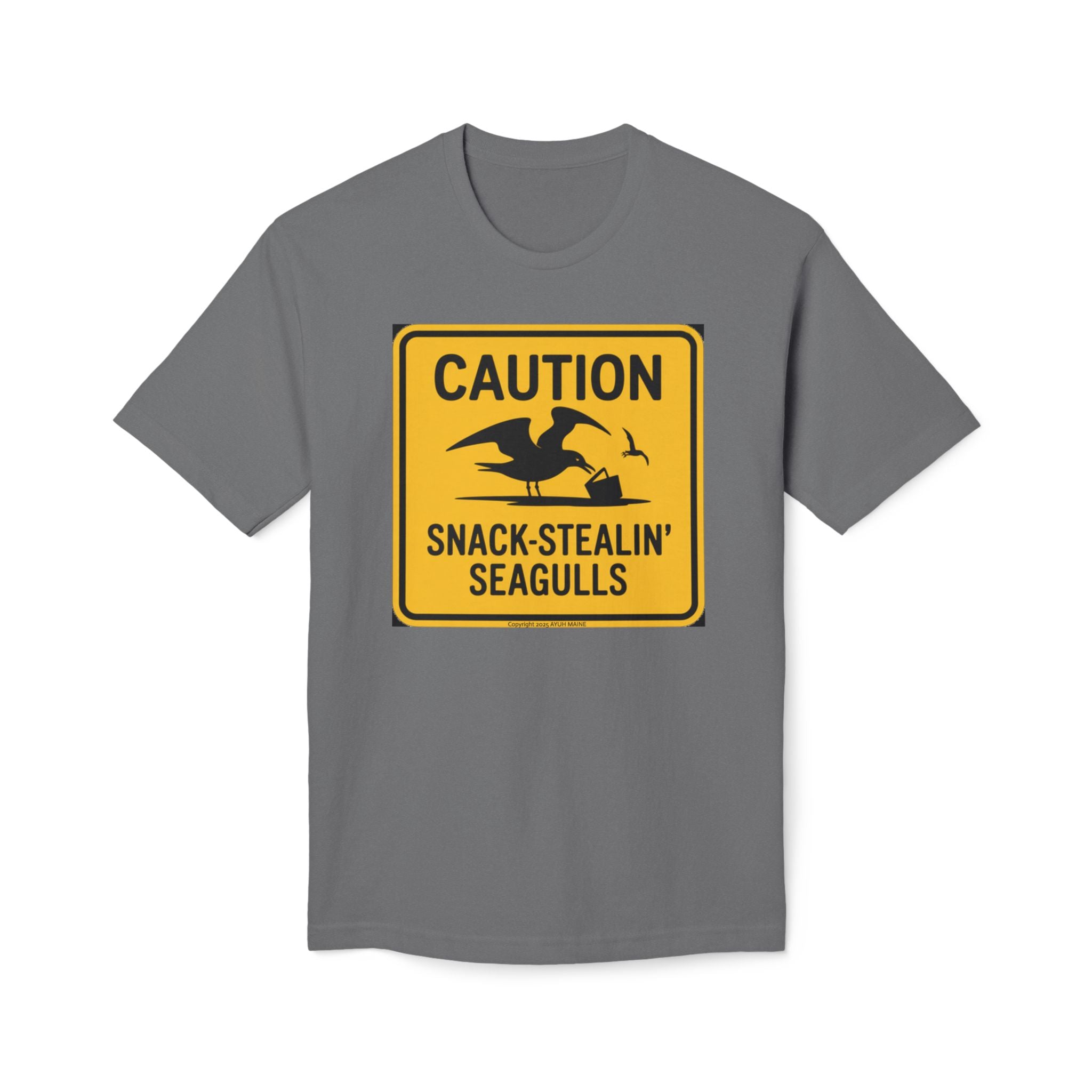 Maine SNACK-STEALIN' SEAGULL Road Sign T-Shirt