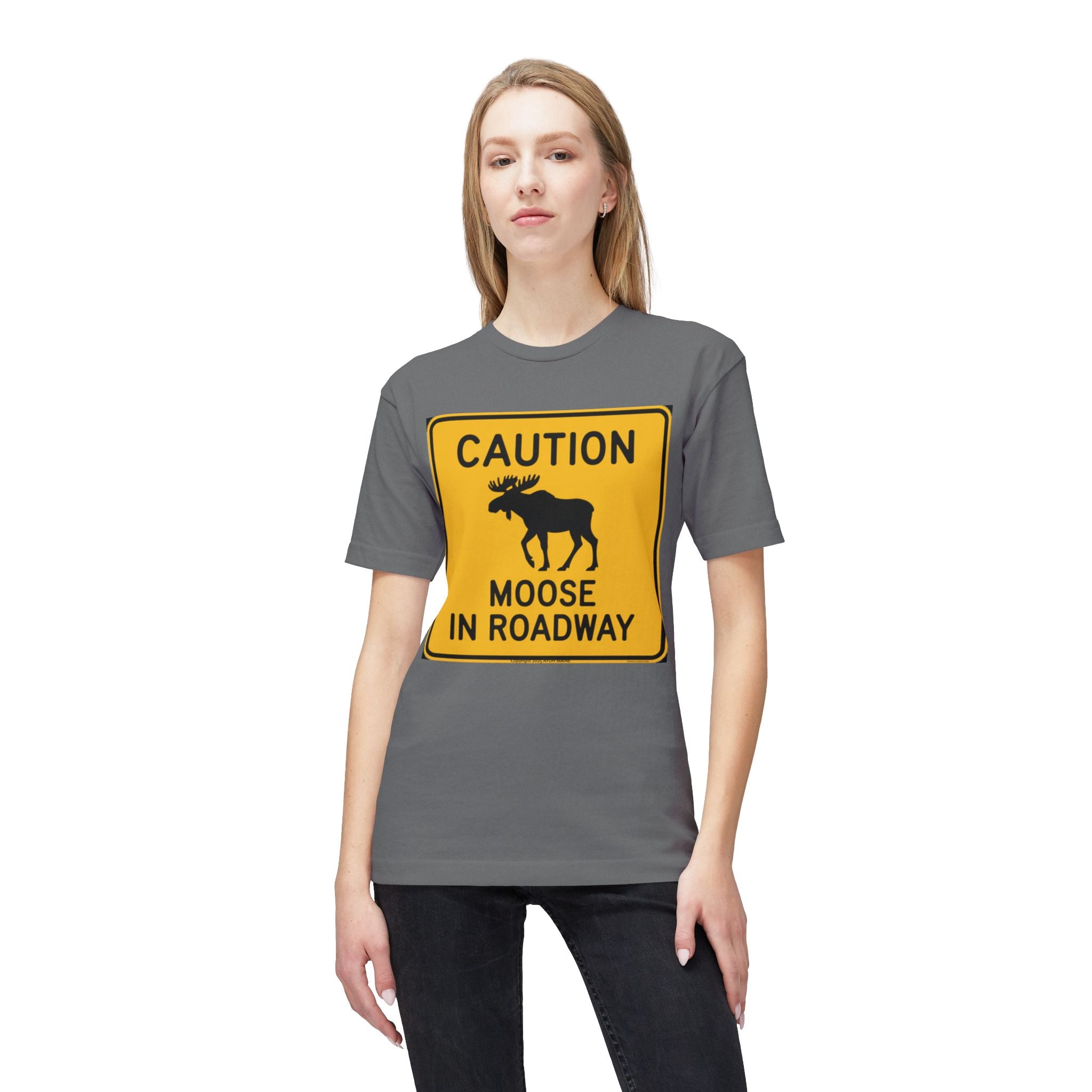 Maine MOOSE CAUTION Road Sign T-Shirt
