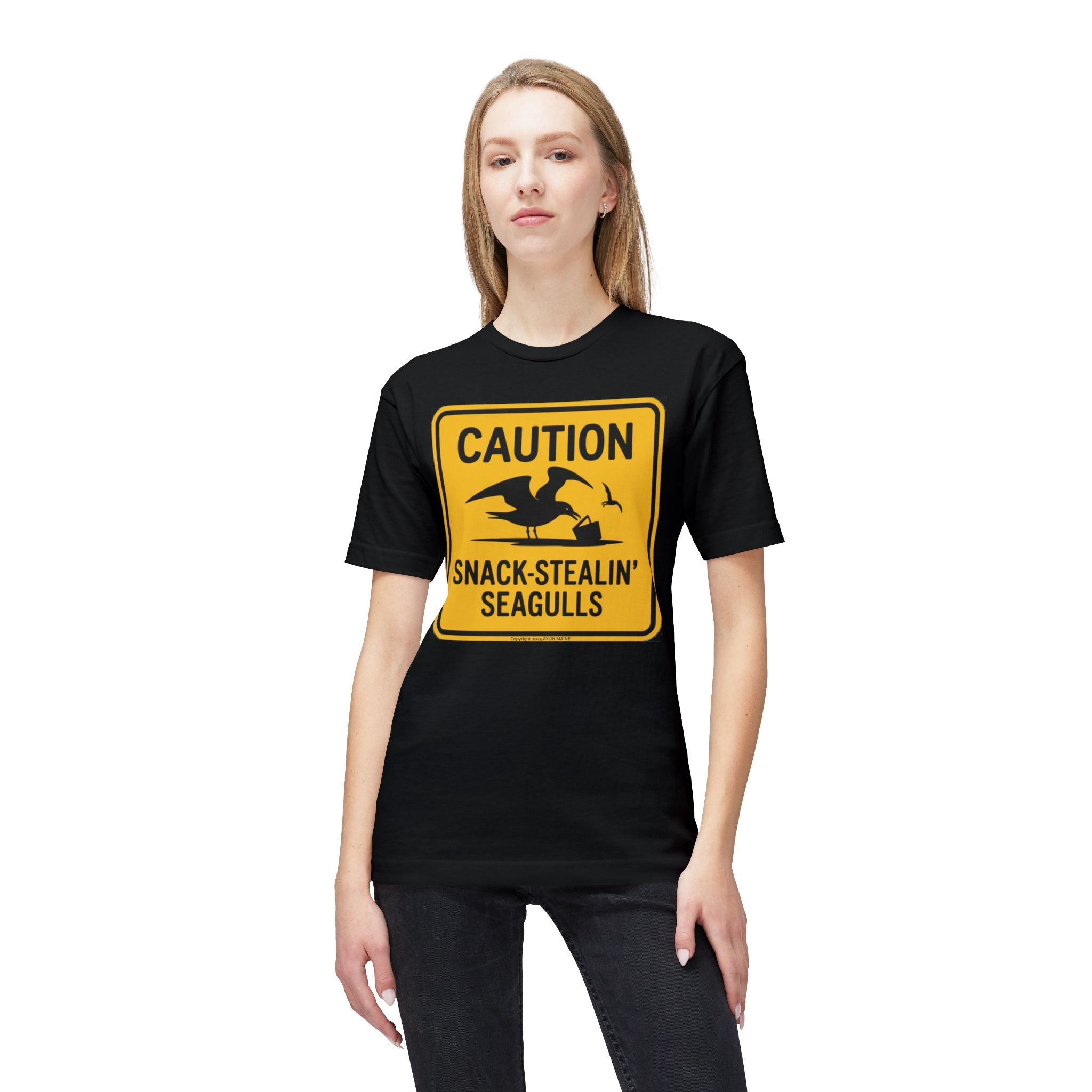 Maine SNACK-STEALIN' SEAGULL Road Sign T-Shirt