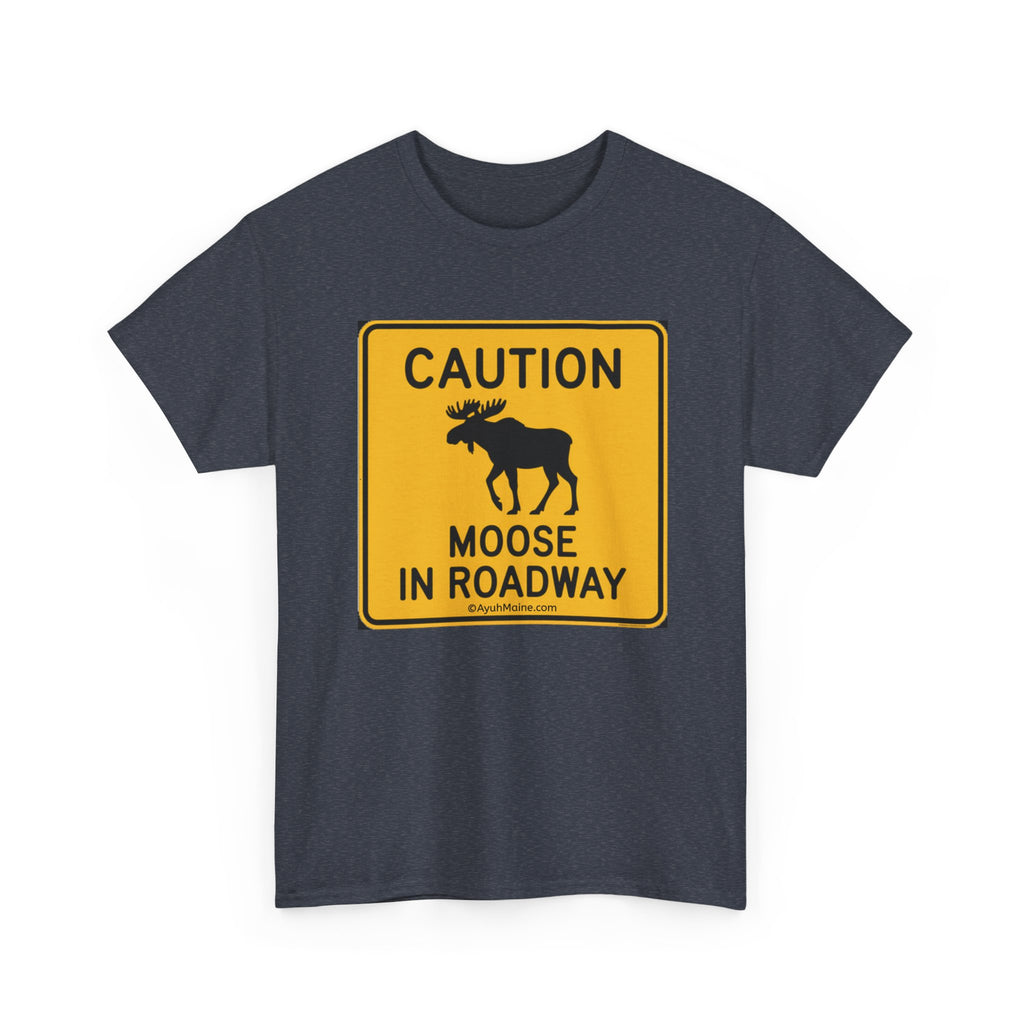 Maine Moose Road Sign Cotton Tee