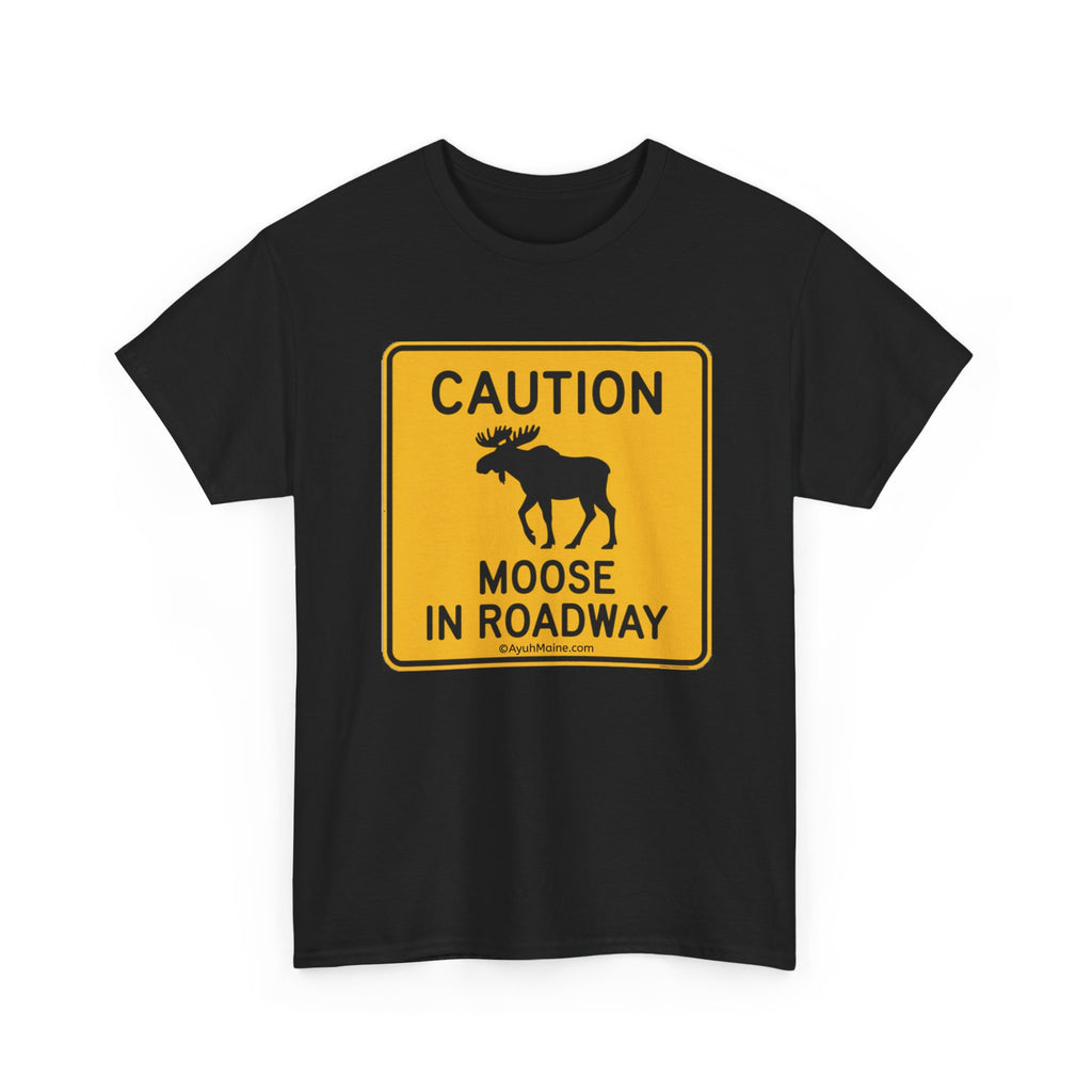 Maine Moose Road Sign Cotton Tee