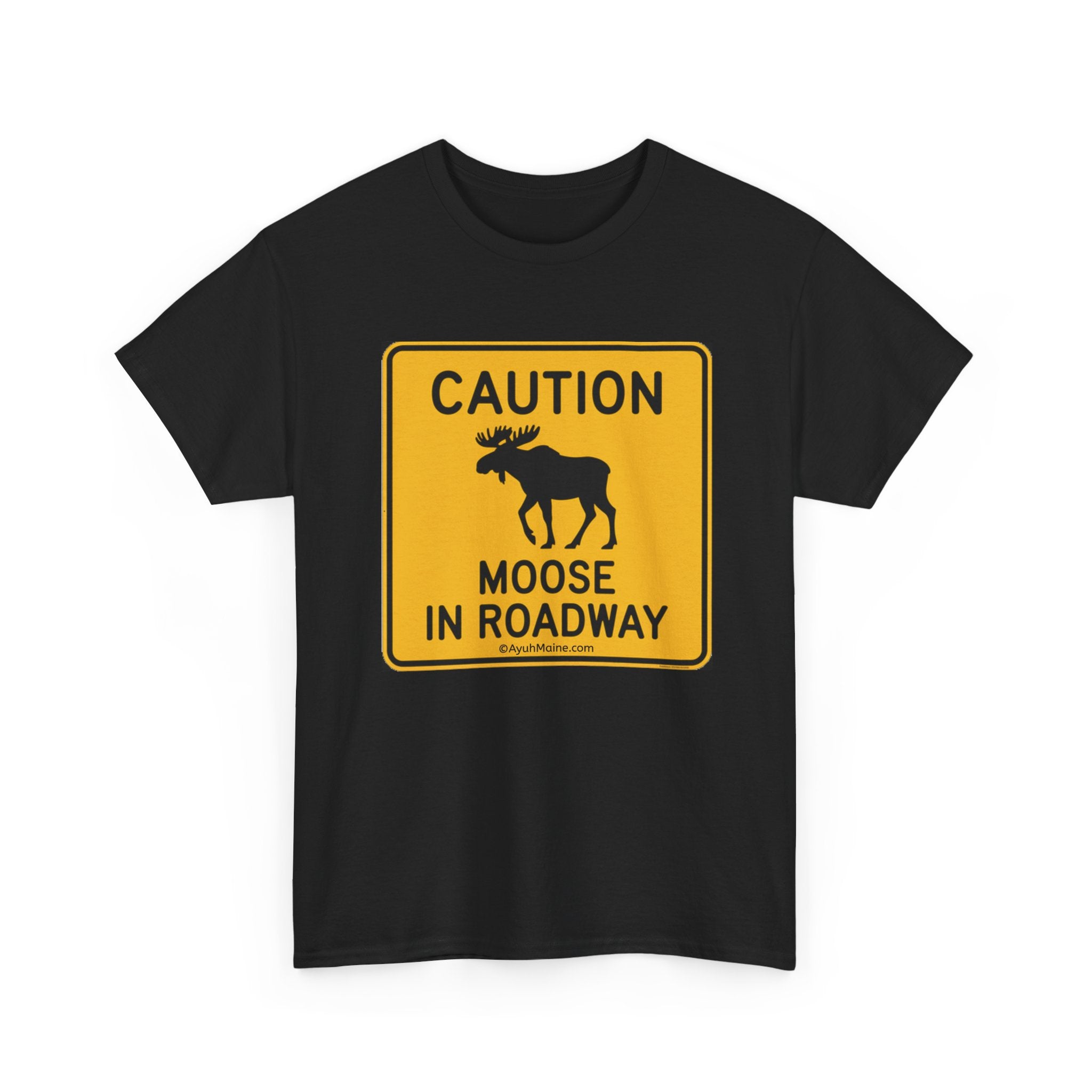 Maine Moose Road Sign Cotton Tee