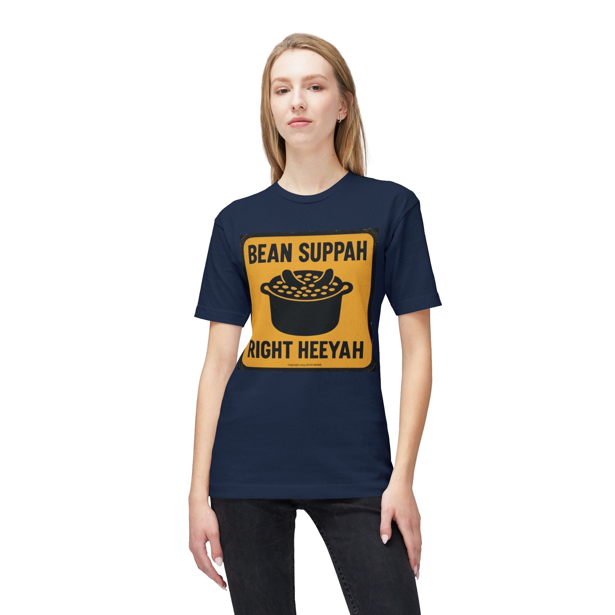 Wicked fun Maine BEAN SUPPAH Road Sign T-Shirt